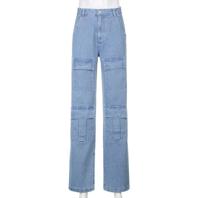 Mom Jeans Big Pocket Cargo Pants Mixnorth