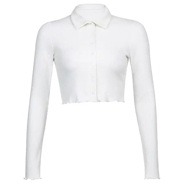 Casual Ribbed Knit Turn-Down Long Sleeve Mixnorth