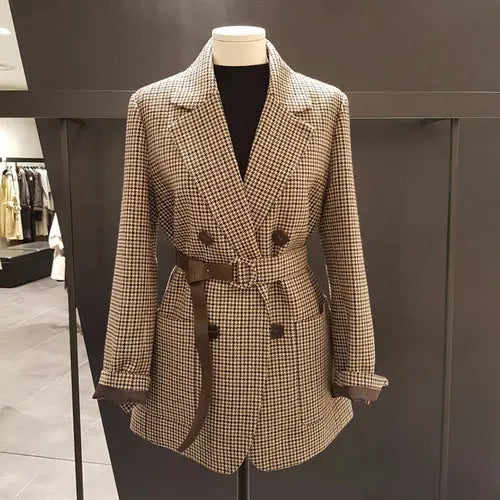 Vintage Double Breasted Plaid Blazer Mixnorth