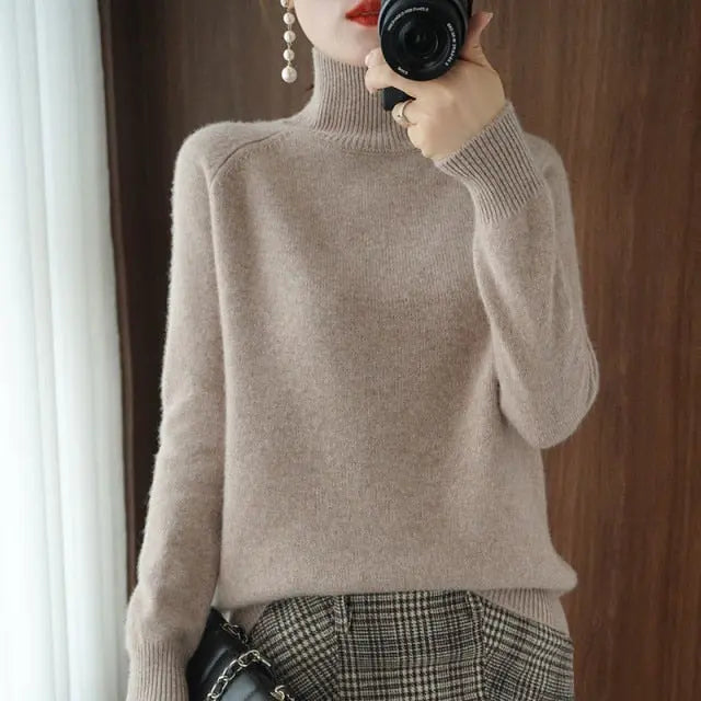 Casual Turtleneck Sweaters Autumn Winter Solid Color Long Sleeve Mixnorth