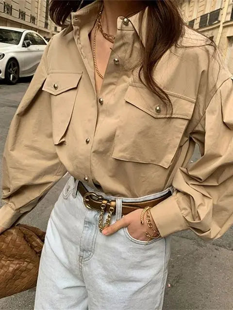 Casual Loose Shirt Long Sleeve Mixnorth