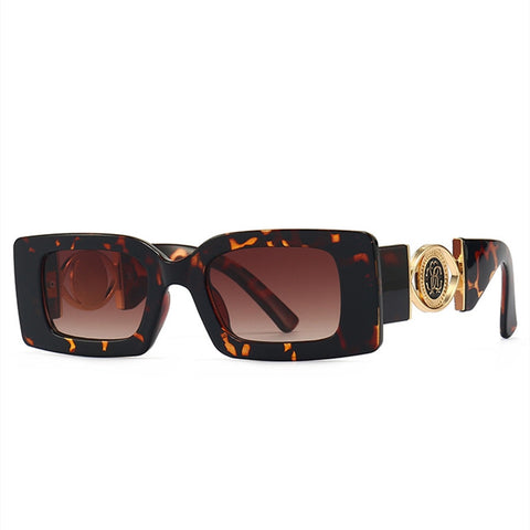Retro Square Flower Decoration Sunglasses