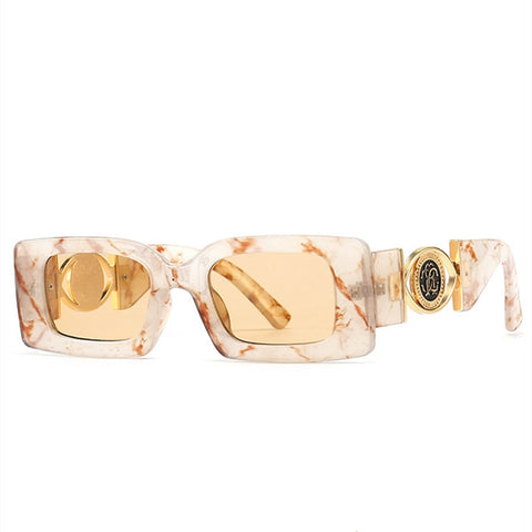 Retro Square Flower Decoration Sunglasses