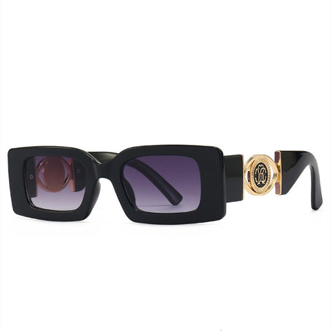 Retro Square Flower Decoration Sunglasses