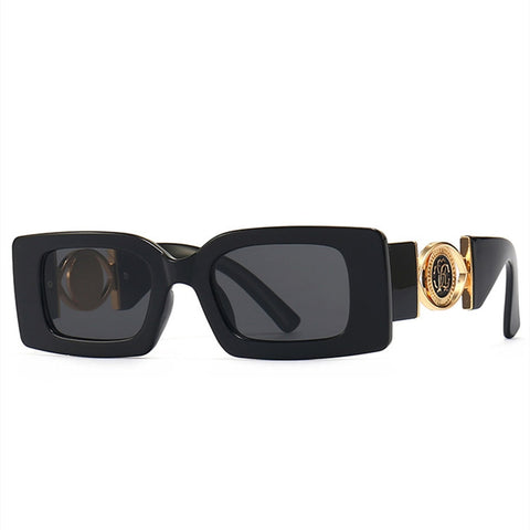 Retro Square Flower Decoration Sunglasses