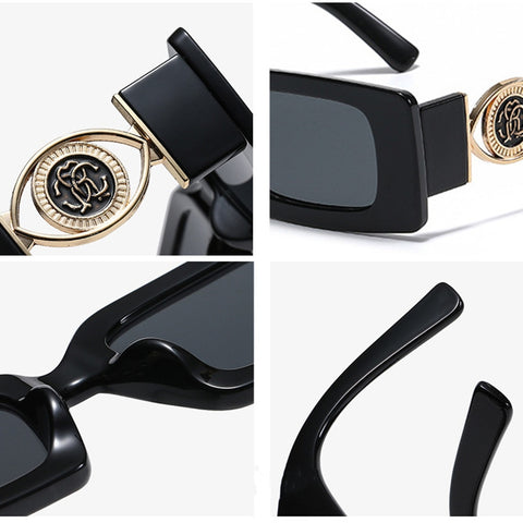 Retro Square Flower Decoration Sunglasses