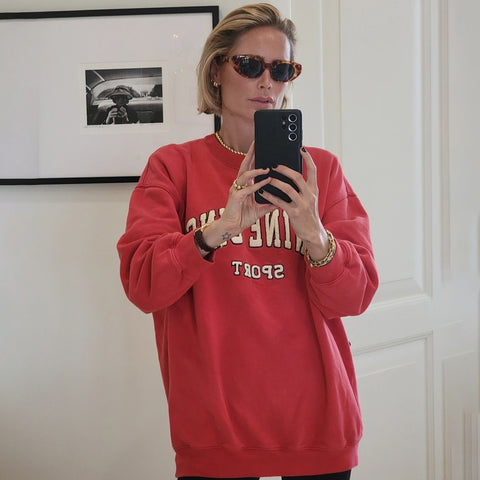 Letter Flocking Graphic Sweatshirts