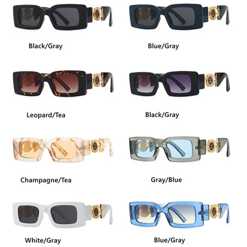 Retro Square Flower Decoration Sunglasses