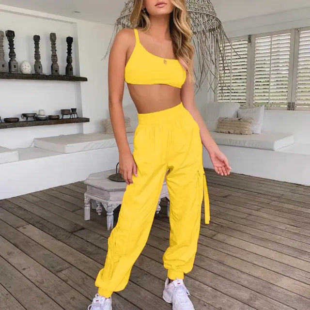 Crop Top Two Piece Set Tracksuit Bandage Mixnorth