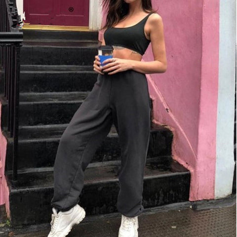 High Waist Woolen Cotton Pants