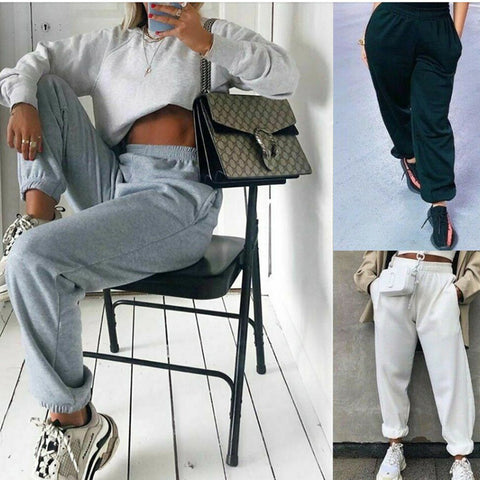 High Waist Woolen Cotton Pants