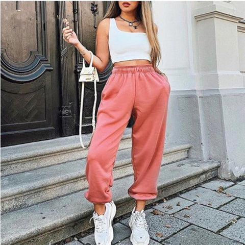 High Waist Woolen Cotton Pants