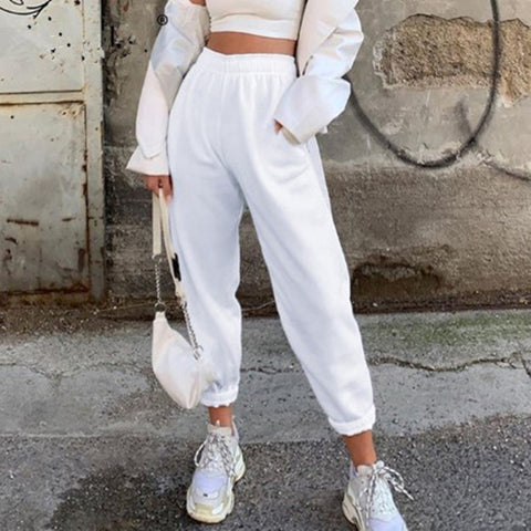 High Waist Woolen Cotton Pants