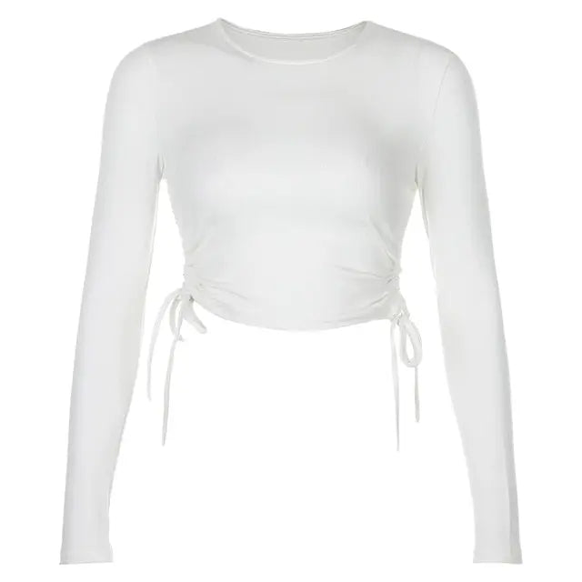 O-Neck Long Sleeve Crop Top bohoomodern