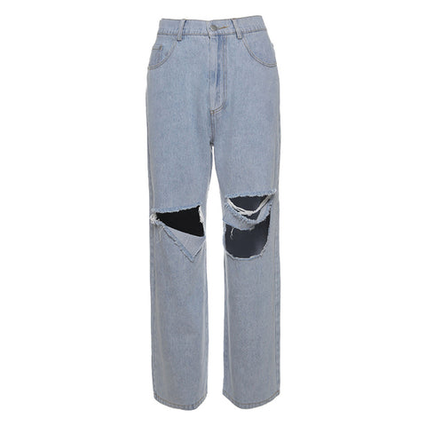 Mom Tattered Denim Jeans