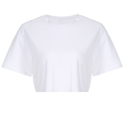 Casual Loose O-Neck Crop Tops