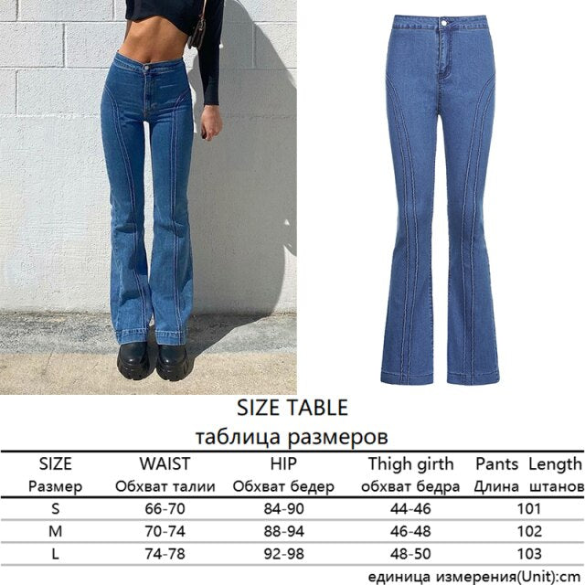 Skinny Flare Jeans Ripped Denim Pants