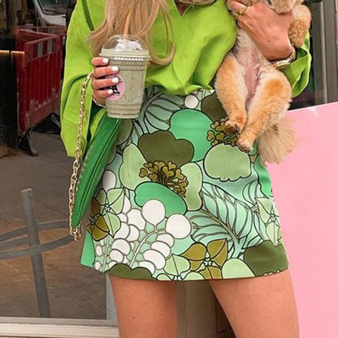 Harajuku Hand-Painted Green Skirt