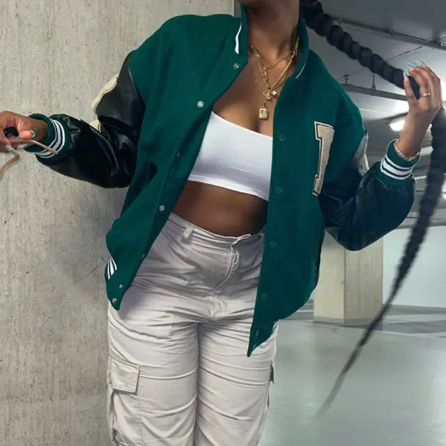 Leather Baseball Jacket Mixnorth
