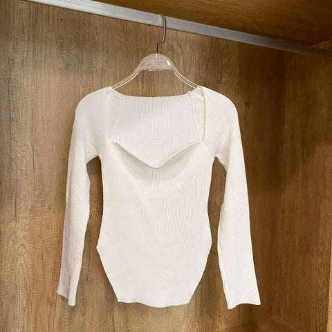 Square Collar Long Sleeve Woman Sweaters