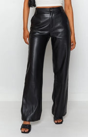 Black Faux Leather Pants High Waist