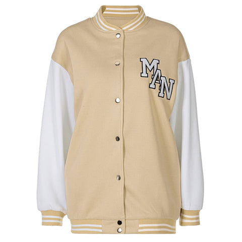 Baseball Bomber Jacket Single Breasted Letter