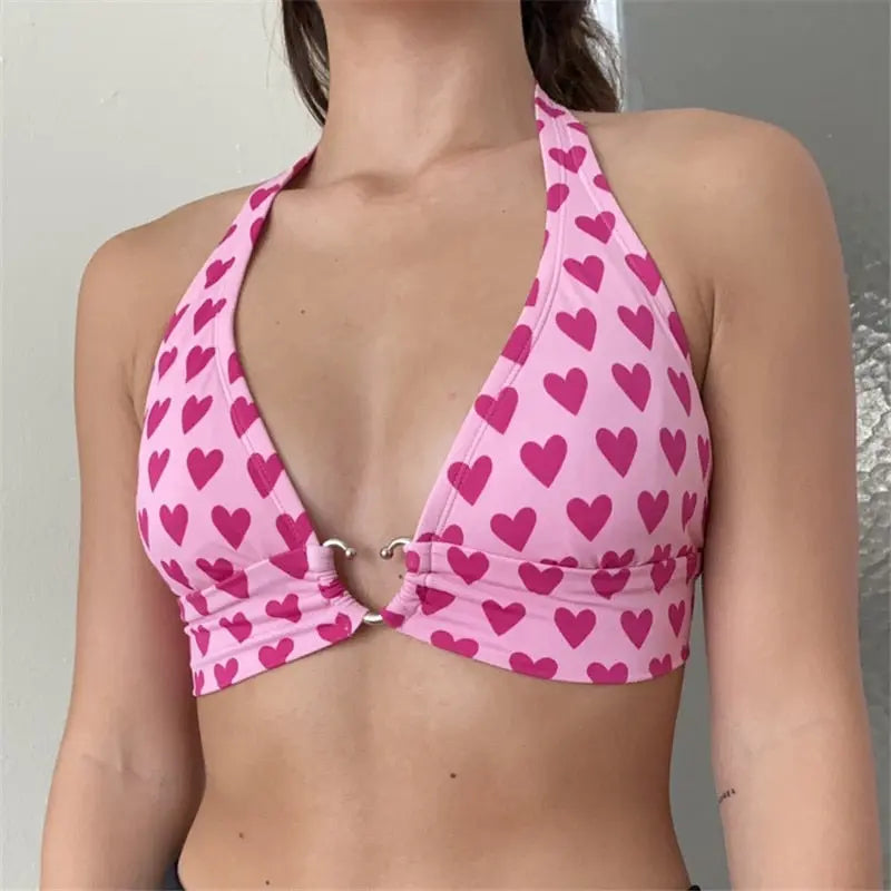 Sweet Heart Print Bustier Mixnorth