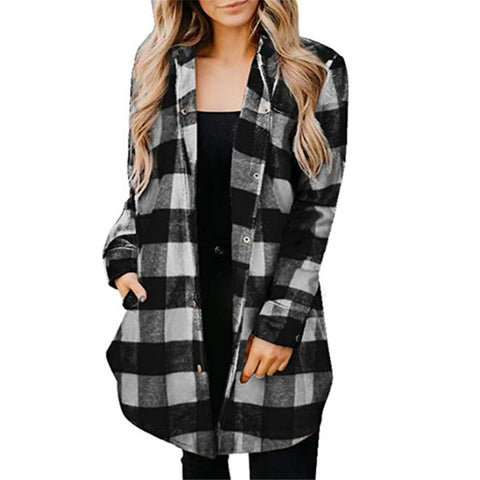 Plaid Shirt Pocket Loose Vintage Blouse