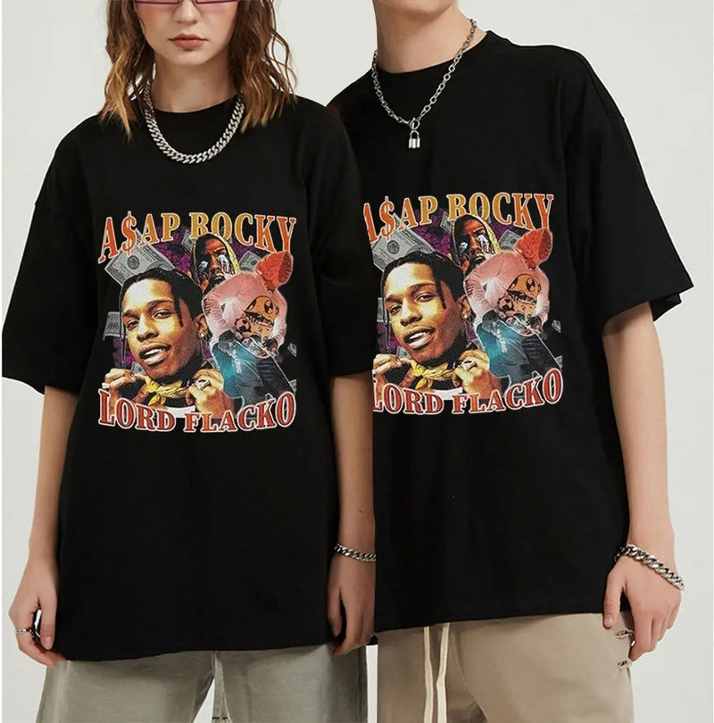 ASAP Rocky Rapper Print Oversized T Shirt Mixnorth