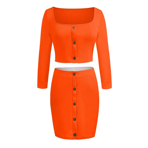 Two Piece Set Bodycon Crop Top Mini Skirt Sets