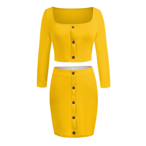 Two Piece Set Bodycon Crop Top Mini Skirt Sets
