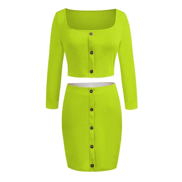Two Piece Set Bodycon Crop Top Mini Skirt Sets Mixnorth